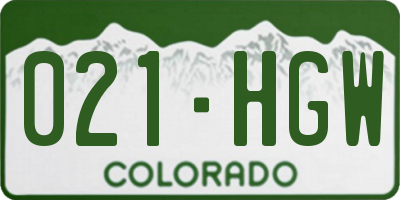 CO license plate 021HGW