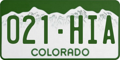 CO license plate 021HIA