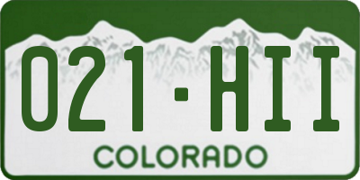 CO license plate 021HII