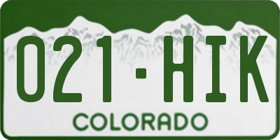CO license plate 021HIK