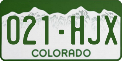 CO license plate 021HJX
