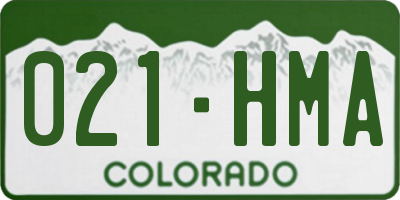 CO license plate 021HMA