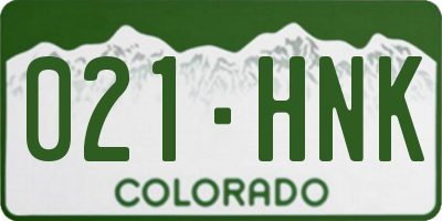 CO license plate 021HNK
