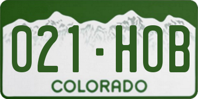 CO license plate 021HOB