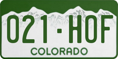 CO license plate 021HOF