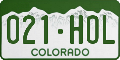 CO license plate 021HOL