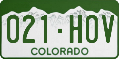 CO license plate 021HOV
