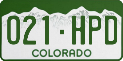 CO license plate 021HPD