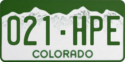 CO license plate 021HPE