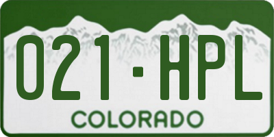 CO license plate 021HPL