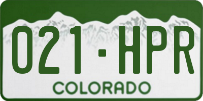 CO license plate 021HPR