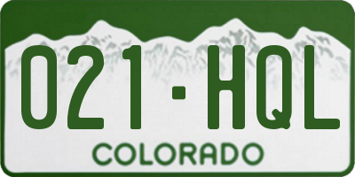 CO license plate 021HQL