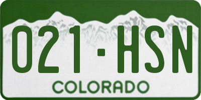 CO license plate 021HSN