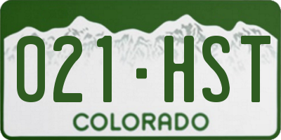 CO license plate 021HST