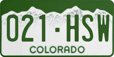 CO license plate 021HSW
