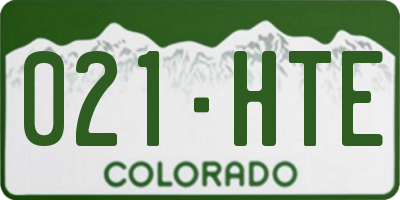 CO license plate 021HTE