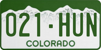 CO license plate 021HUN