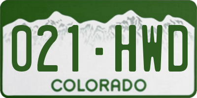 CO license plate 021HWD