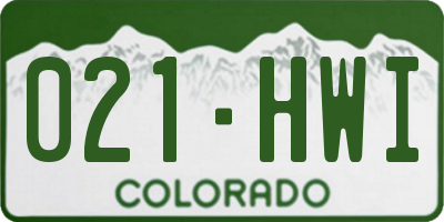CO license plate 021HWI