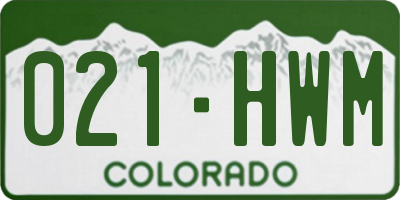 CO license plate 021HWM