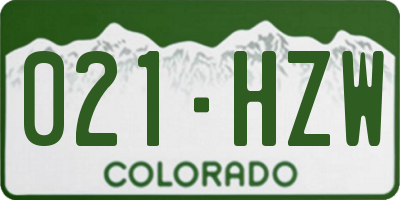CO license plate 021HZW