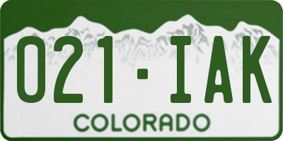 CO license plate 021IAK