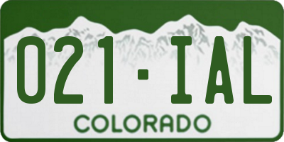 CO license plate 021IAL