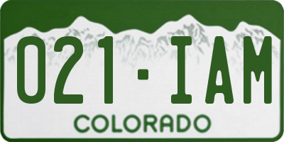 CO license plate 021IAM