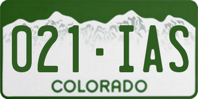 CO license plate 021IAS