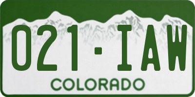 CO license plate 021IAW