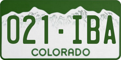 CO license plate 021IBA