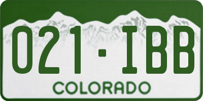 CO license plate 021IBB