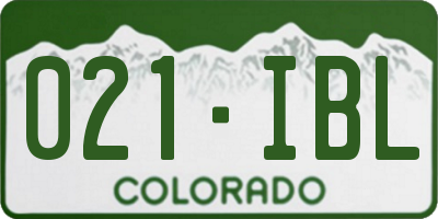 CO license plate 021IBL