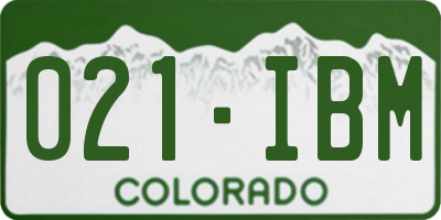 CO license plate 021IBM