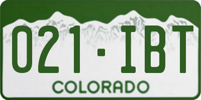 CO license plate 021IBT