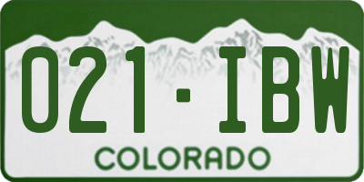 CO license plate 021IBW