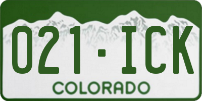 CO license plate 021ICK