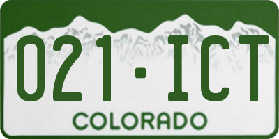 CO license plate 021ICT