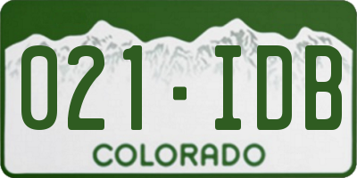 CO license plate 021IDB