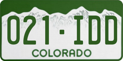 CO license plate 021IDD
