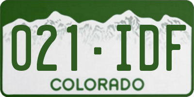 CO license plate 021IDF