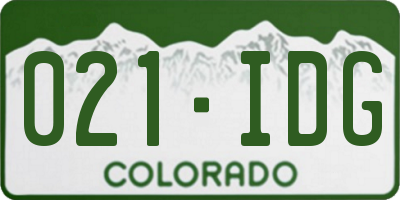 CO license plate 021IDG
