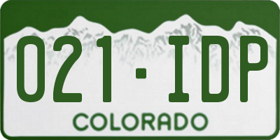 CO license plate 021IDP