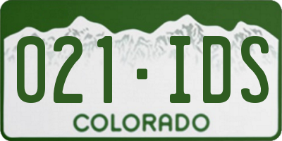 CO license plate 021IDS