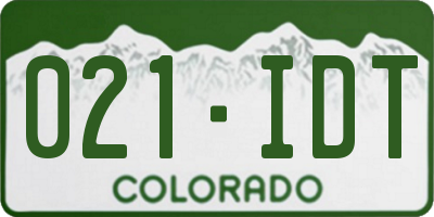 CO license plate 021IDT