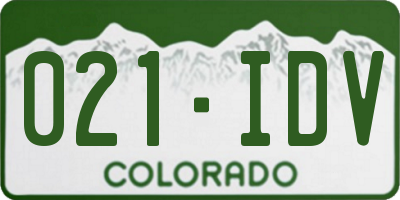 CO license plate 021IDV