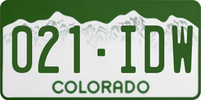CO license plate 021IDW