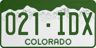 CO license plate 021IDX