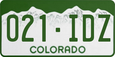 CO license plate 021IDZ