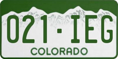 CO license plate 021IEG